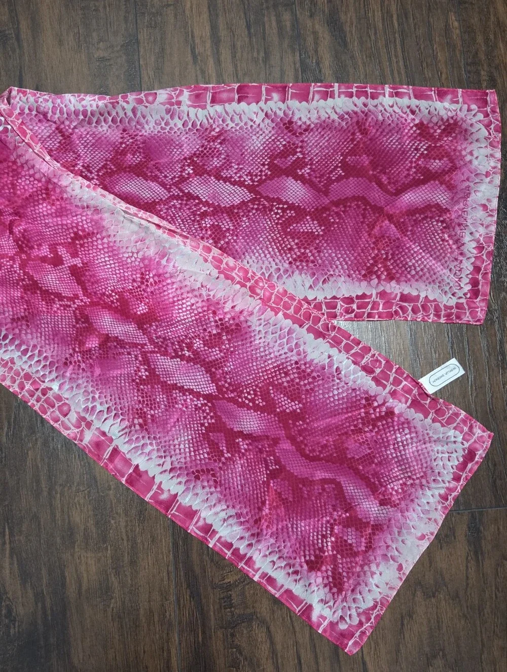 Pink Snakeskin Print Silk Scarf